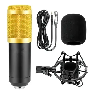 Microfone Profissional Para Podcast Condensador Tomate Mt-1025 Gravação Podcast Cor Preto E Dourado Microfone Profissional Para Podcast Condensador Tomate Mt-1025 Gravação Podcast Cor Preto E Dourado