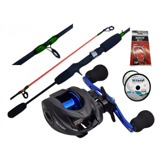 Combo Pesca Kayakfishing Reel Huevito Rotativo + Caña Nylon