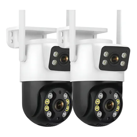 Kit 2 Camera Segurança Ip A31/ A28 Prova D'agua Lente Dupla 6mp Cor Preto/Branco