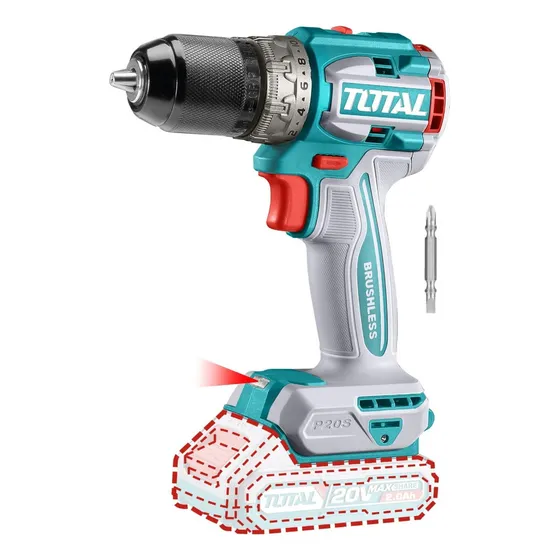 Taladro Atornillador Inalambrico 20v Total 13mm 60nm Color Turquesa Frecuencia 60Hz