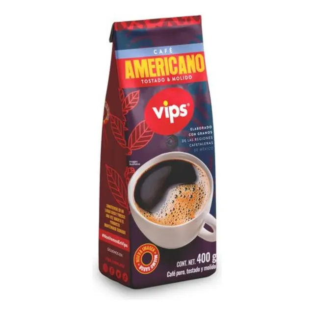 Café Tradicional Tostado Y Molido Vips 400 Gramos Americano