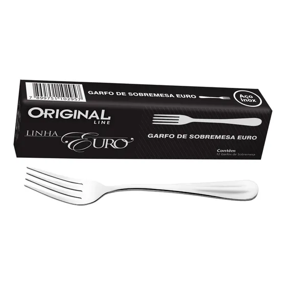 12 Garfos Sobremesa Inox - Talheres Linha Euro