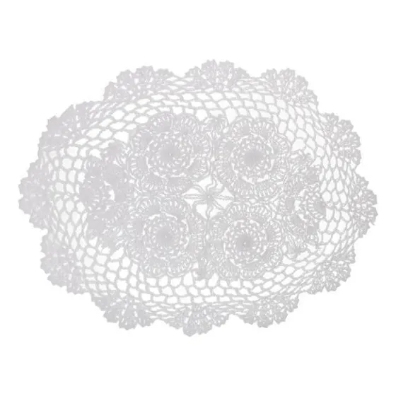 2 Oval Branco Crochet Algodão Toalhinha Mesa Placemats