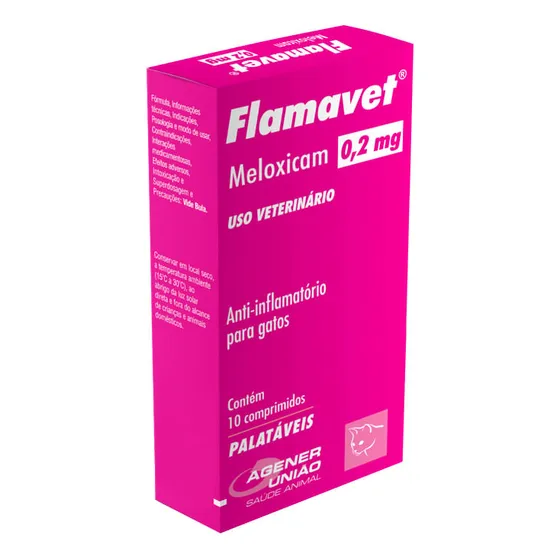 Flamavet Gatos 0,2mg Anti-inflamatório Com 10 Comprimidos