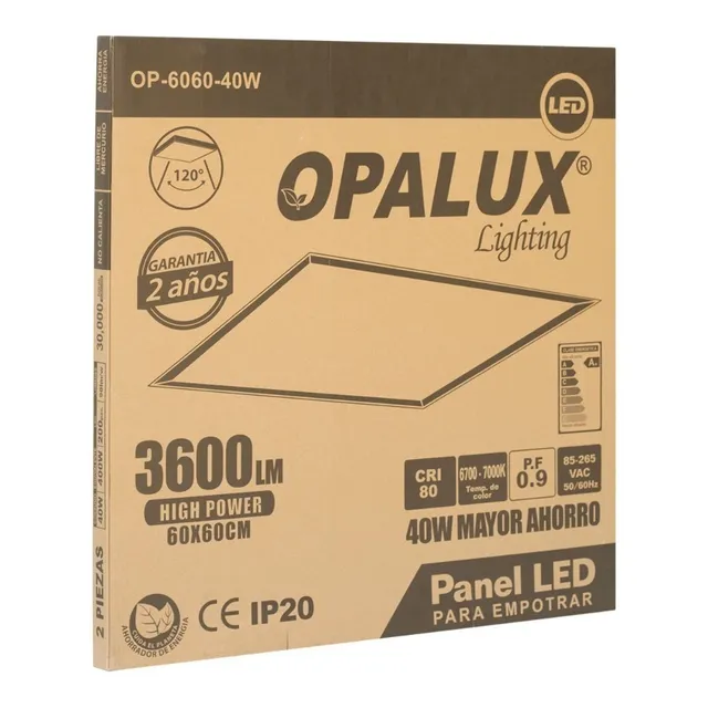Panel Led 60×60 40w Op-6060-40w Opalux (par)