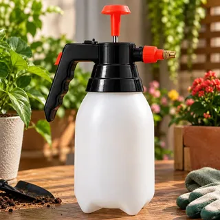 Pulverizador Manual Pressurizado 1,5L Laranja Bico Regulável para Jardim Plantas Limpeza Automotiva Carro Casa Multiuso Pulverização Portátil Ajustável