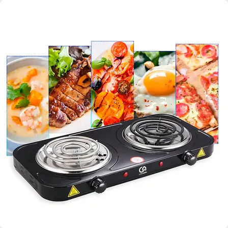Fogão Cooktop 2 Bocas Elétrico Fogareiro 2000w Casauno Preto