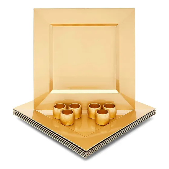 Juego Plato Carga Servilletero Cuadrado Plastico 6