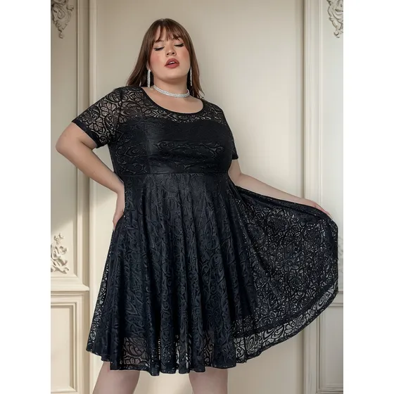 Vestido Encaje Semi Elastizado Fiesta Talles Super Grandes