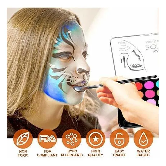 Pintura Facial Para Niño 32 Plantilla Grand Base Agua 2 No