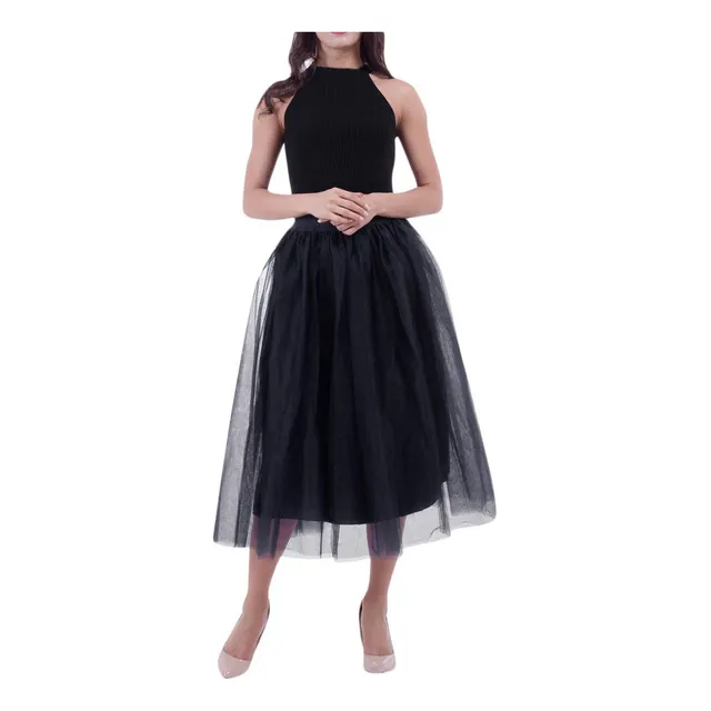 Falda Midi Para Mujer Ajustada Talla Malla Tul Plisada Tenis