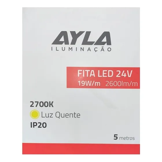 Fita Led 24v 19w/m 2700k Branco Quente 2600 Lúmens/m Interna