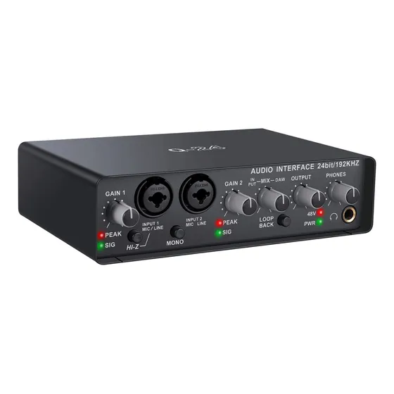 Interface De Áudio Teyun Q-24 Profissional 24 Bits 2 Canais Cor Preto