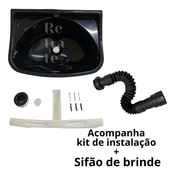 Kit Pia De Banheiro Lavatório Cuba Plástico + Sifão Brinde