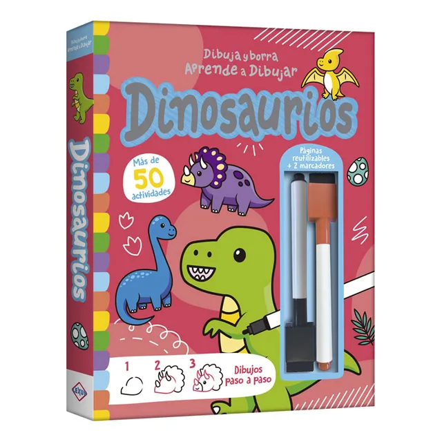 Libro Borrable Aprende A Dibujar Dinosaurios Para Niños