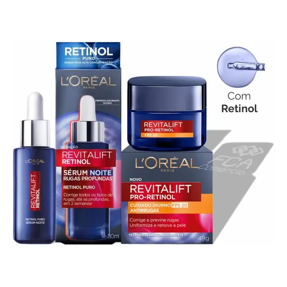 Crema facial de día y sérum de noche con retinol Revitalift para todo tipo de piel Loreal