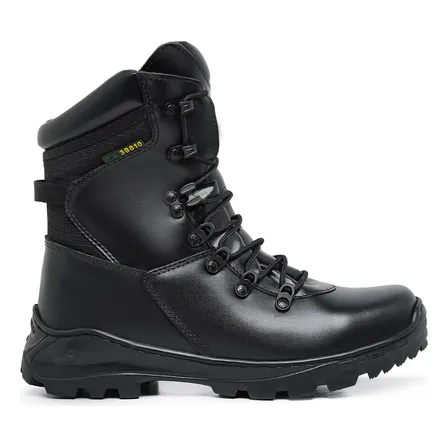 Bota Acero Militar Coturno Tático Cano Médio Couro Brilhante