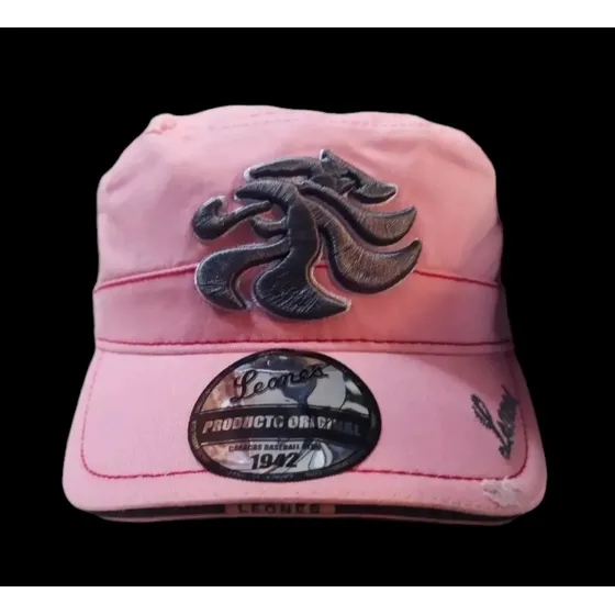 Gorro Rosado Arqueada, De Broche, Leones Del Caracas