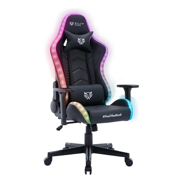 Silla Gamer Balam Rush Lightning Rush V2 Rgb Ergonomica Reclinable 135° 150kg Reposabrazos 3d Piston Clase 4 Negro Br-940566