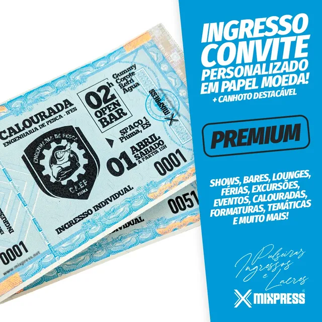 600 Ingressos Convite Festa Show Evento Personalizado