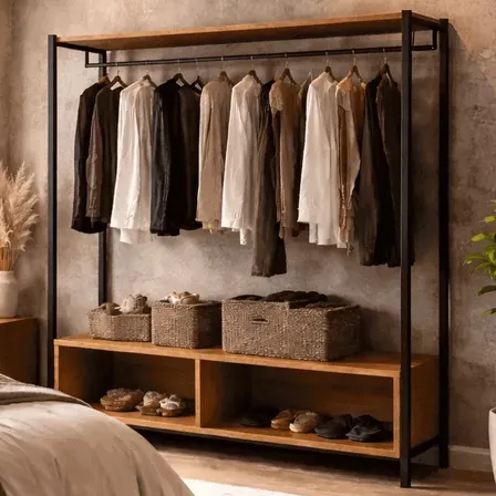 Closet Milano Industrial Nicho Organizador Klm Preto/canela