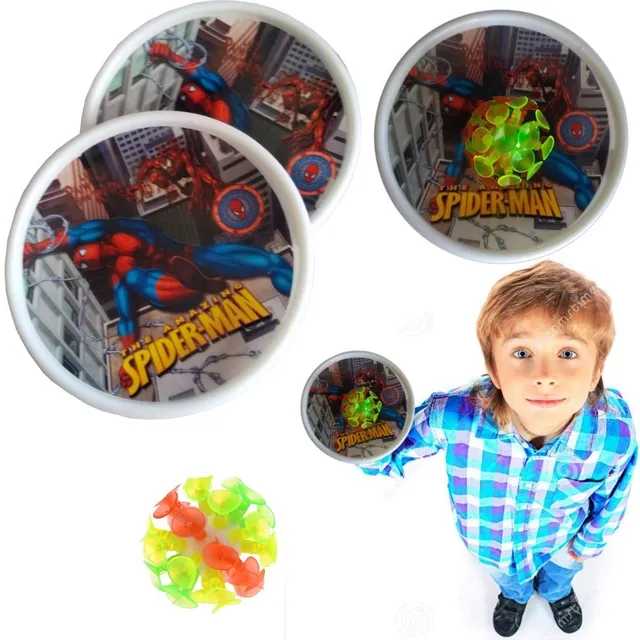 Raqueta De Disco + Pelota De Ventosas Spiderman Para Niño