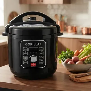 PANELA DE PRESSÃO ELÉTRICA GORILLAZ PRETA 6L 1050W 8 em 1 - Kitchen Styl