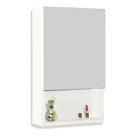 BOTIQUÍN DE BAÑO TRENTO AMUBE 30x50 CM | Espejo y Repisa | Melamina Blanca