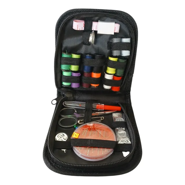 Kit Completo Costura Portatil Hilos Agujas Tijeras + Estuche