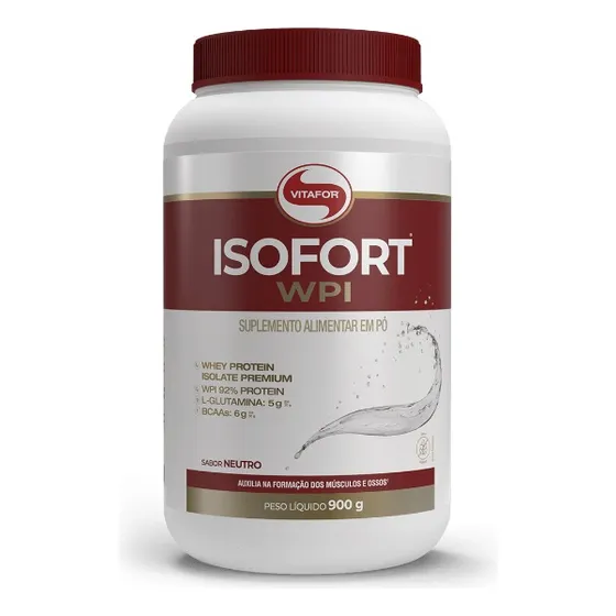 Whey Protein Isolado Isofort Neutro Pote 900g Vitafor