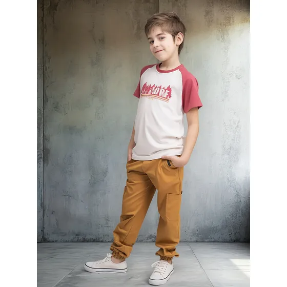 Pantalón De Gabardina Para Chicos  De 4 A 12 Años