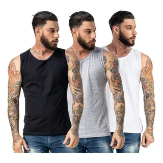 Kit Com 3 Regatas Masculinas MachĂŁo VerĂŁo AlgodĂŁo Premium Kit Com 3 Regatas Masculinas MachĂŁo VerĂŁo AlgodĂŁo Premium