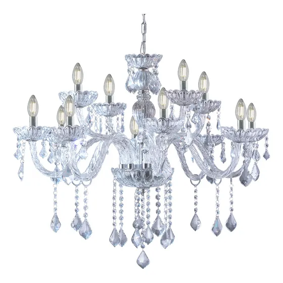 Lustre Clássico 12 Lâmpadas De Cristal Legítimo Maria Tereza Cor Transparente 127/220V