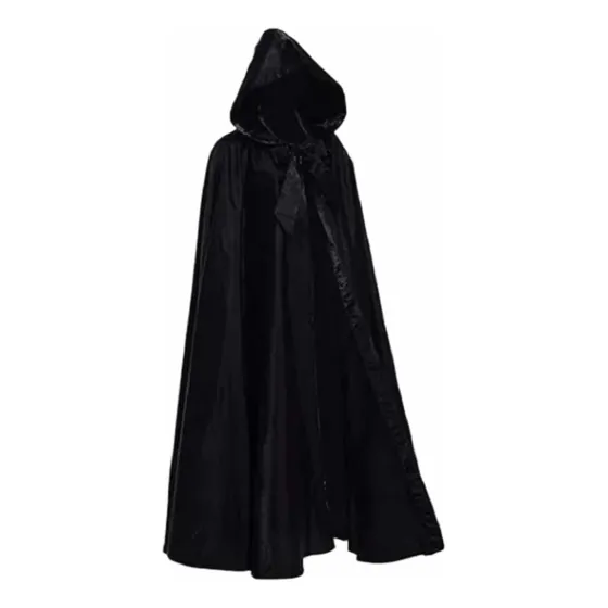 Roupa De Capa Preta D Cetim Star Wars Jedi Knight Cosplay 