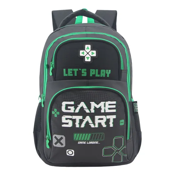 Mochila Gamer Escolar Urbana Niños Reforzada Deportes Negro Liso