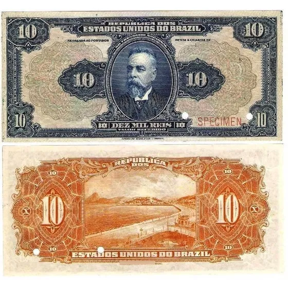 Rc0287 R107s 10 Mil Réis 1918 Specimen