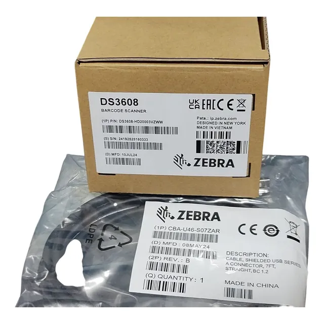 Zebra Ds3608  Lector De Códigos De Barras Con Cable Usb
