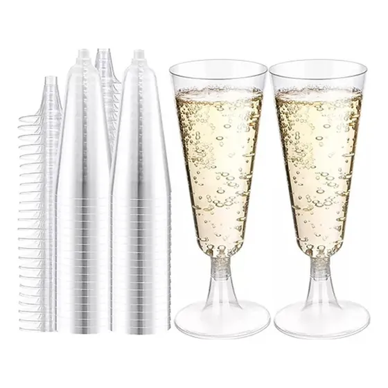 Copa Champagne Desechable Transparente X25 Champán Plástico 