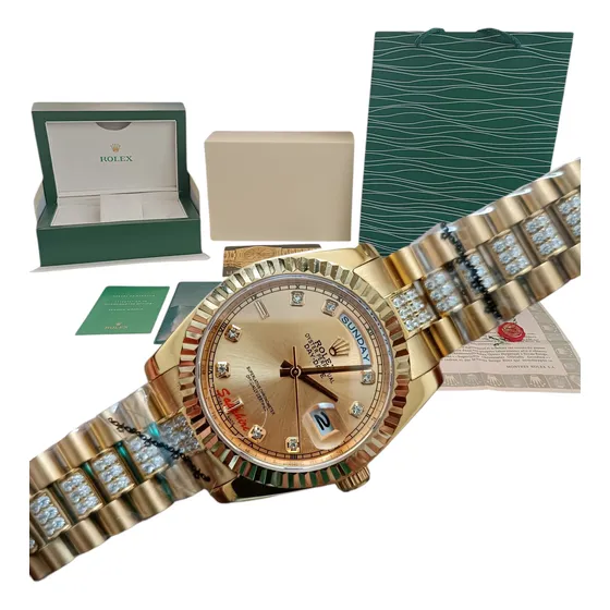 Reloj Rolex No Omega Ap Daydate 36mm Cristales Millonario Dorado Dorado Dorado (Reacondicionado)