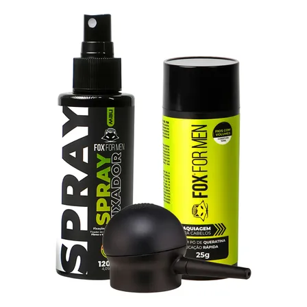 Fibra Capilar + Fixador À Prova D'agua + Borrifador De Fibra Preto