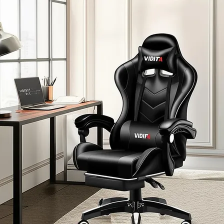 Silla Gamer Vidita Gx2000 Ergonómica Presidencial Reclinable Negra Con Reposapiés Videojuego Pc Profesional