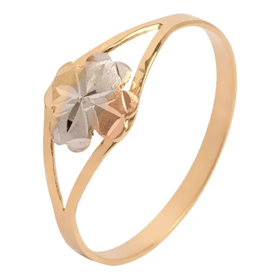 Anel De Ouro 18k 750 Feminino Trevo Da Sorte C/ Certificado