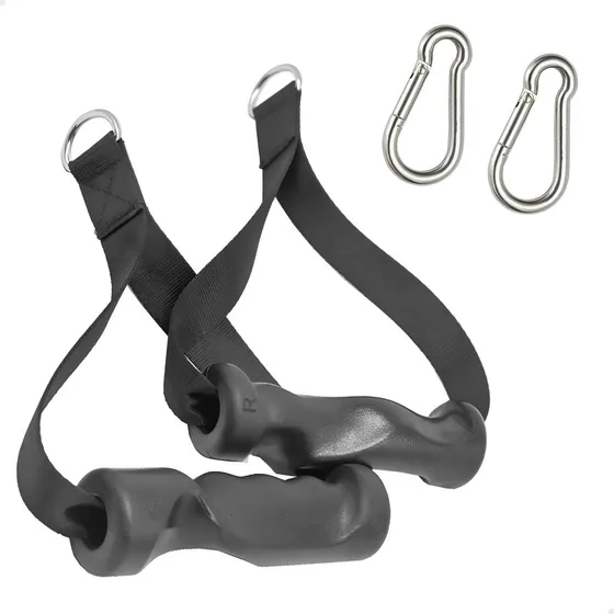 Par Manopla Estribo Cross Over Corda Pulley Puxada Academia Cor Preto