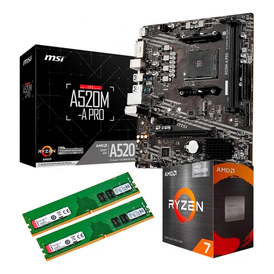 Kit Topsystem Amd Ryzen 7 5700g, 32gb Ddr4 3200mhz, Mb A520