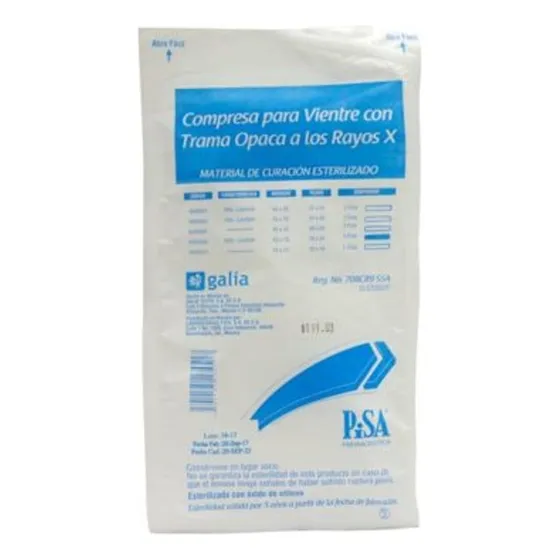Compresa Para Vientre 45x70cm T28x24 Esteril C/5 Piezas