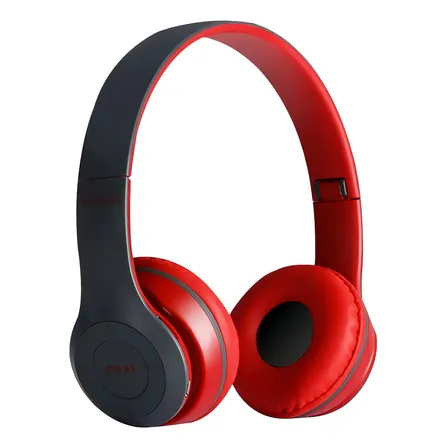 Audífonos Bluetooth P47 Fm-tf Micrófono Color Rojo