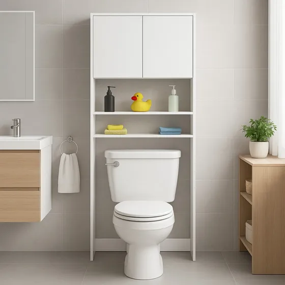 Organizador Baño Mueble Respaldo Inodoro Blanco Melamina