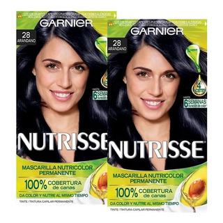 Tinte De Cabello Garnier Nutrisse 28 Arándano Pack 2 Tinte De Cabello Garnier Nutrisse 28 Arándano Pack 2