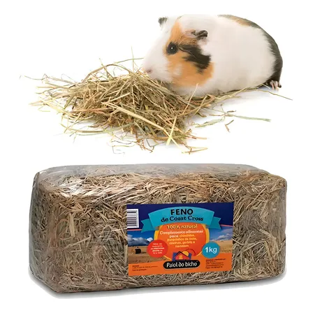 Feno Natural Paiol do Bicho 1kg para Roedores Hamster Coelho