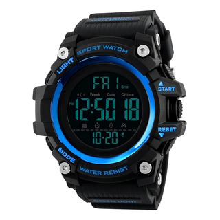 Reloj Pulsera Digital Skmei 1384 Con Correa De Poliuretano Color Negro - Bisel Negro/azul Reloj Pulsera Digital Skmei 1384 Con Correa De Poliuretano Color Negro - Bisel Negro/azul